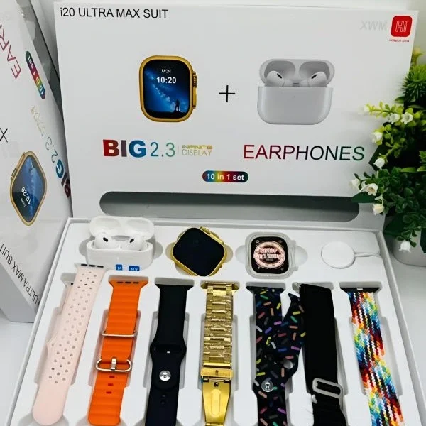 I20 Ultra Max Suit Smart Watch 10 In 1 Box With Airpords2
