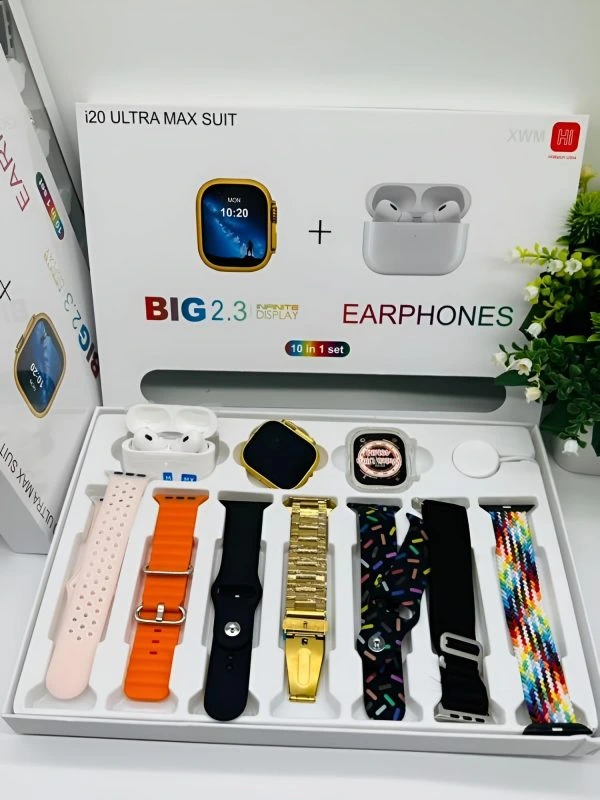 I20 Ultra Max Suit Smart Watch 10 In 1 Box With Airpords2