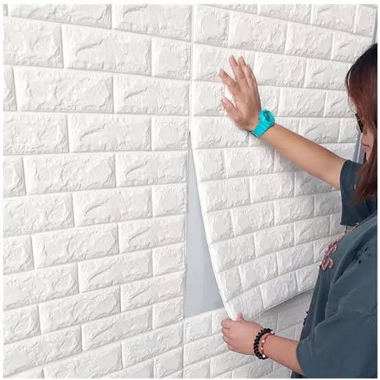 1 Pcs 3d Wall Stickers Faux Brick White Brick