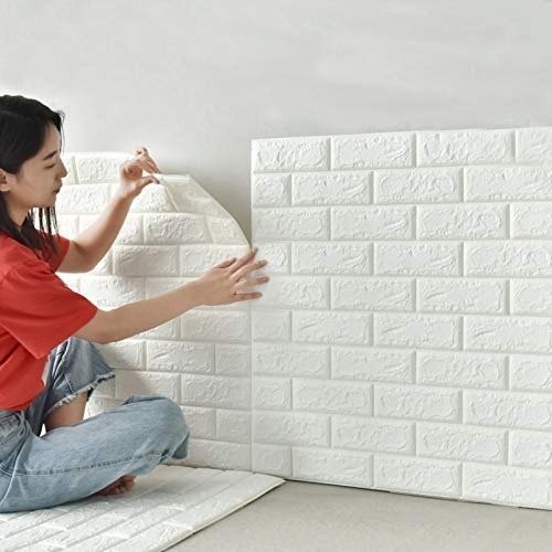 1 Pcs 3d Wall Stickers Faux Brick White Brick